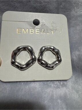 Emberly Sculptural Silver Organic Hoop Earrings